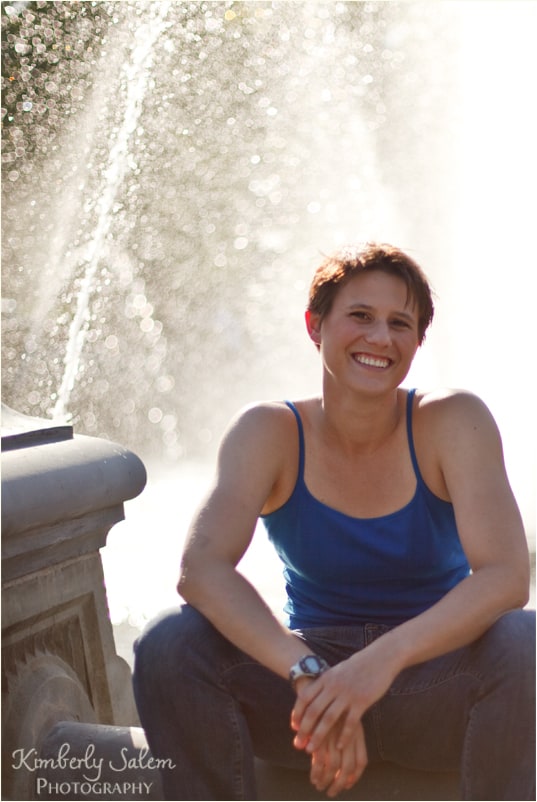 emma backlit with fountain