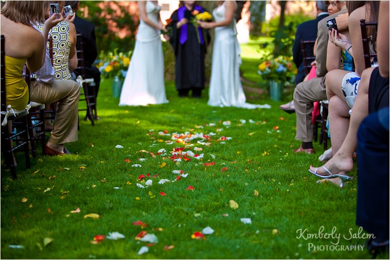 flower petals in aisle