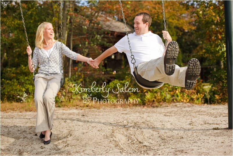 Jenna and Bob on swings