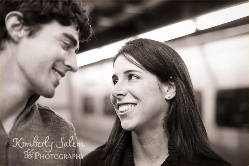 Sarah and David B&w by trains