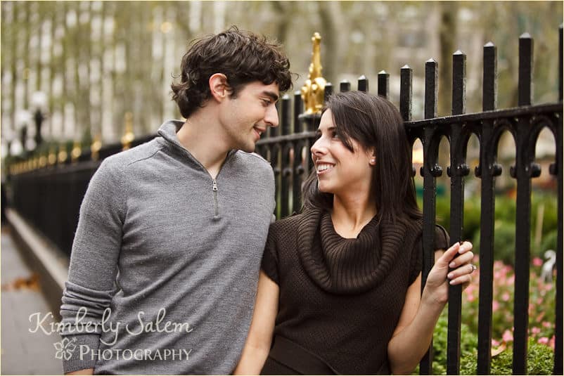 David and Sarah by cool fence in Bryant Park