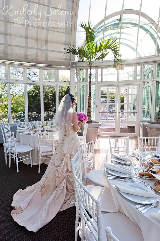 Bride in the Palm House of the Brooklyn Botanical Garden wedding venue