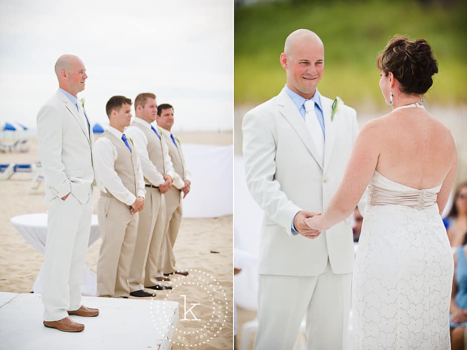 beach wedding - bride and groom saying vows