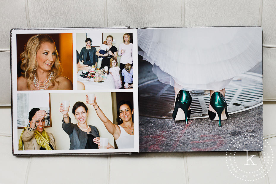 wedding album spread with shoe detail - 3