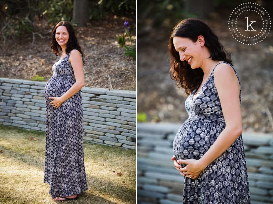 Long Island maternity portrait - stone wall background