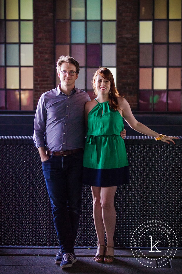 engaged couple - new york - colorful windows