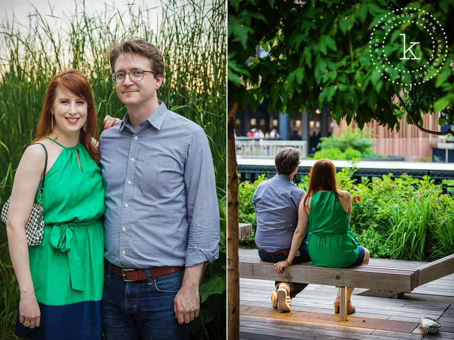 engaged couple - high line park - new york - diptych