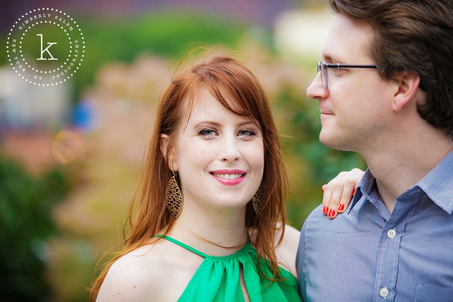 engaged couple - high line park - new york - horizontal portrait