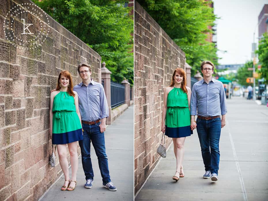 engaged couple - new york - stone wall diptych