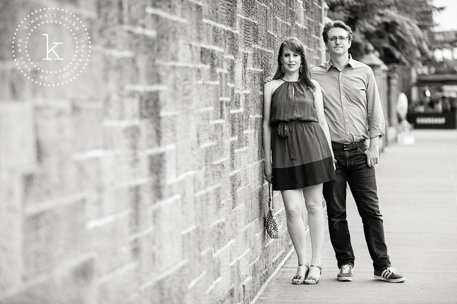 engaged couple - new york - stone wall