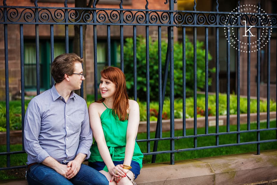 engaged couple - new york - fence