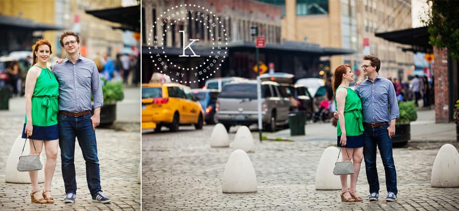 engaged couple - new york - meatpacking district - cobblestones