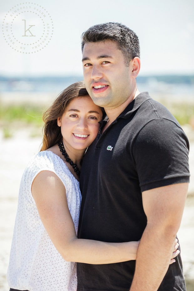 engaged couple at beach - portrait