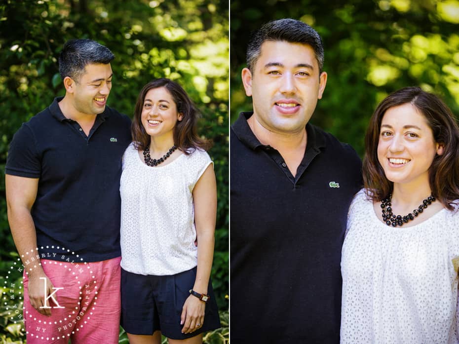 engaged couple diptych - trees in background