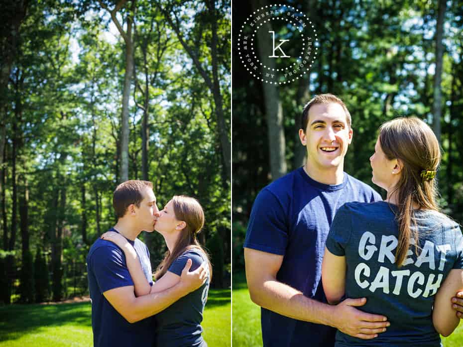 engaged couple - candids in yankee shirts