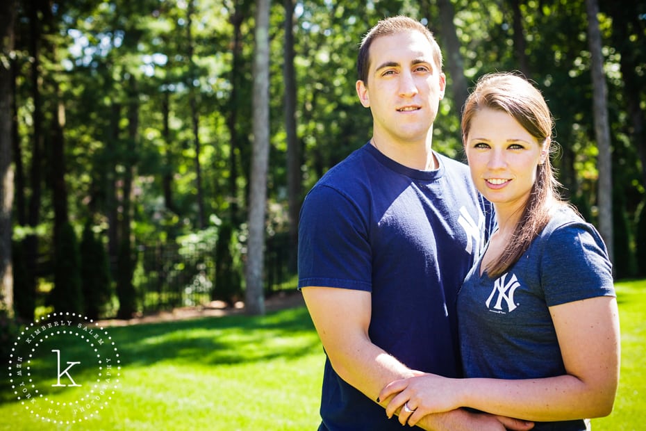 engaged couple - portrait in yankee shirts