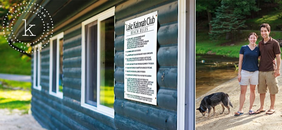 Lake Katonah Club rules - diptych with engaged couple