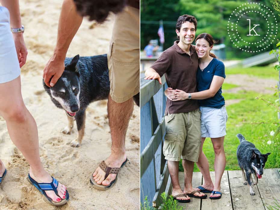 engaged couple and their dog