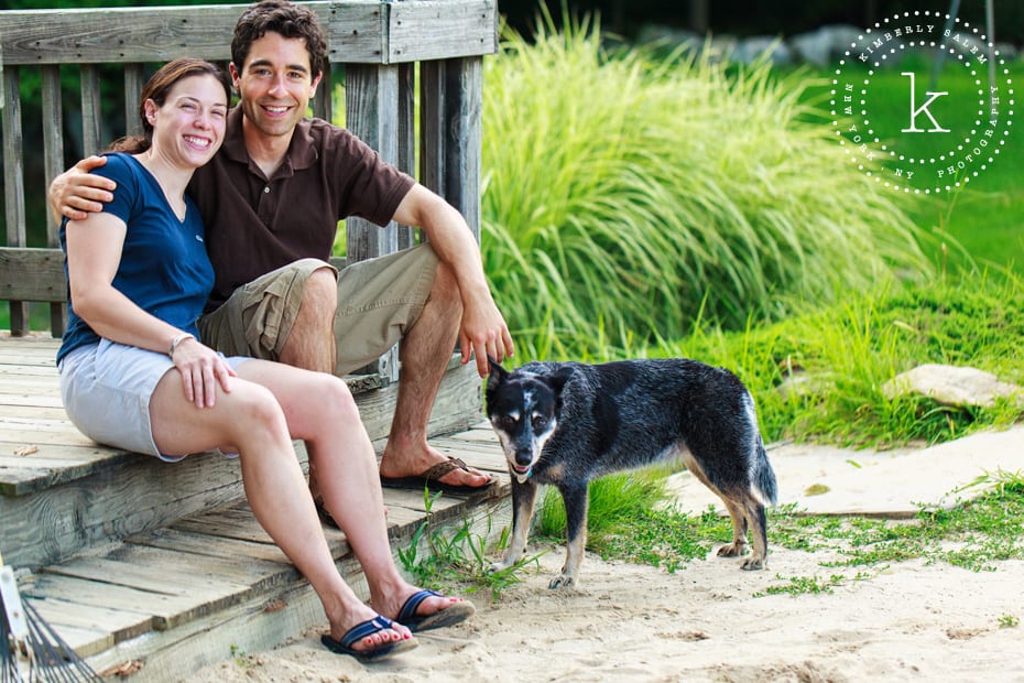 engaged couple with their dog - Lake Katonah NY