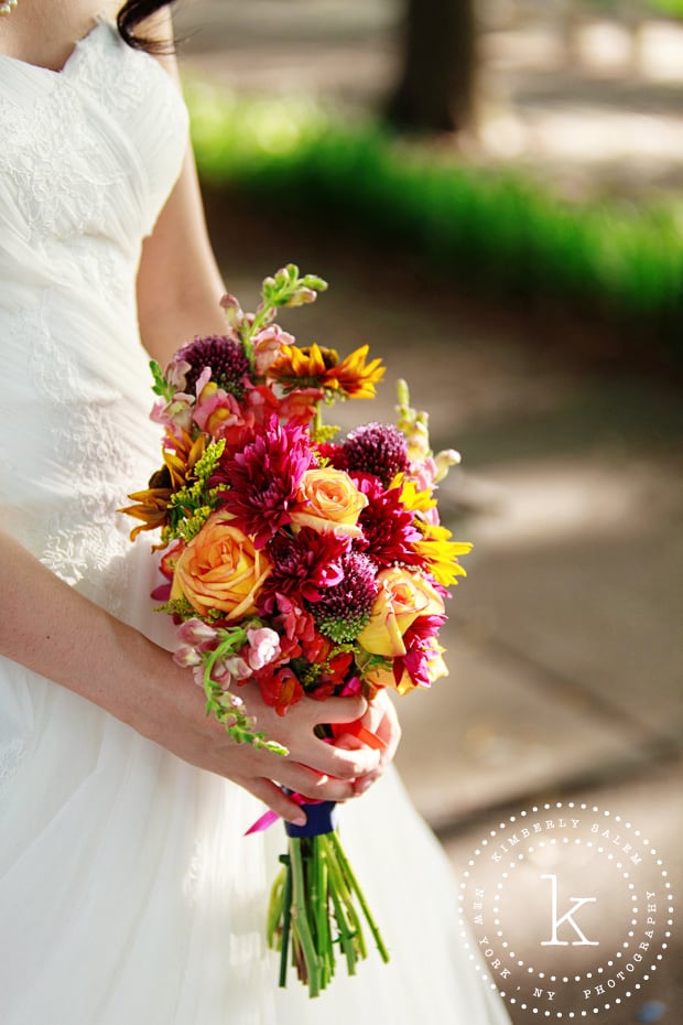 colorful bridal bouquet detail