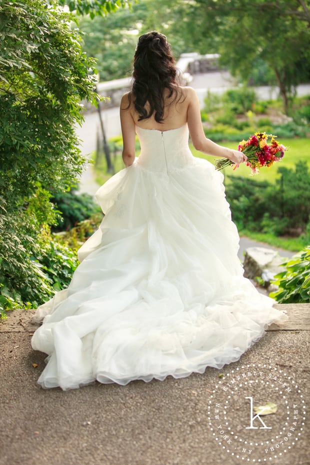 bride walking down stairs