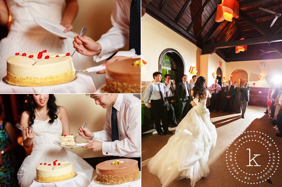 cake cutting and bride dancing