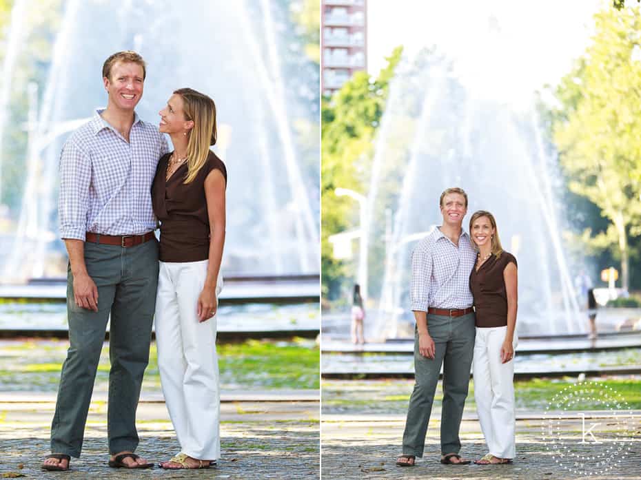 engaged couple - portraits in Brooklyn - Grand Army Plaza with fountain