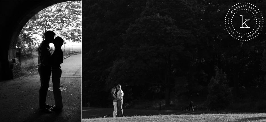 engaged couple - in Prospect Park - tunnel silhouette and landscape