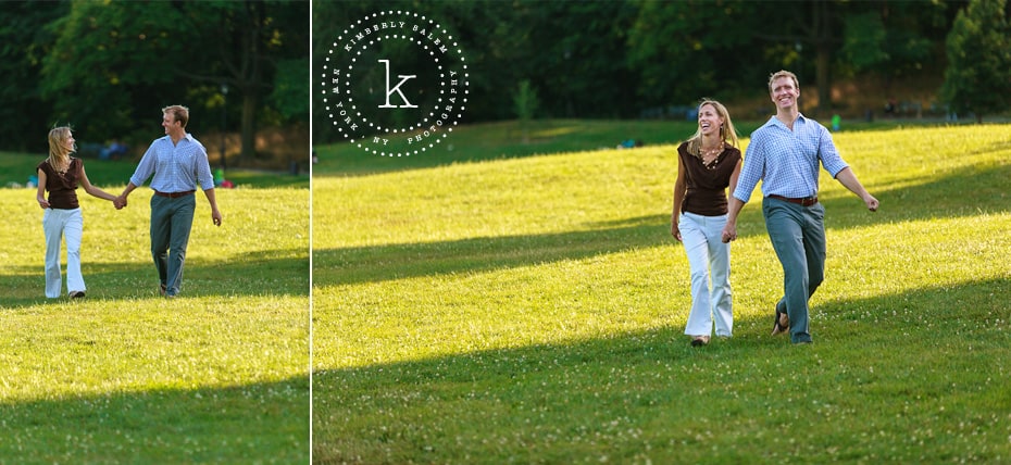 engaged couple in Prospect Park - diptych