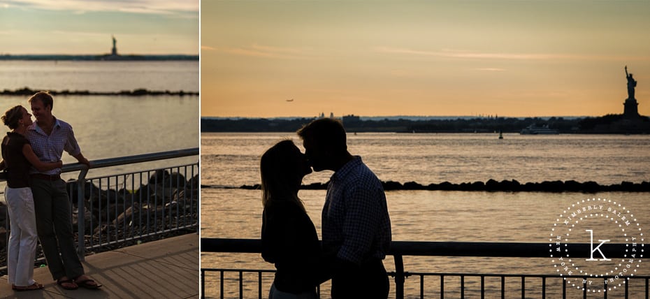 engaged couple - sunset photos in Red Hook, Brooklyn