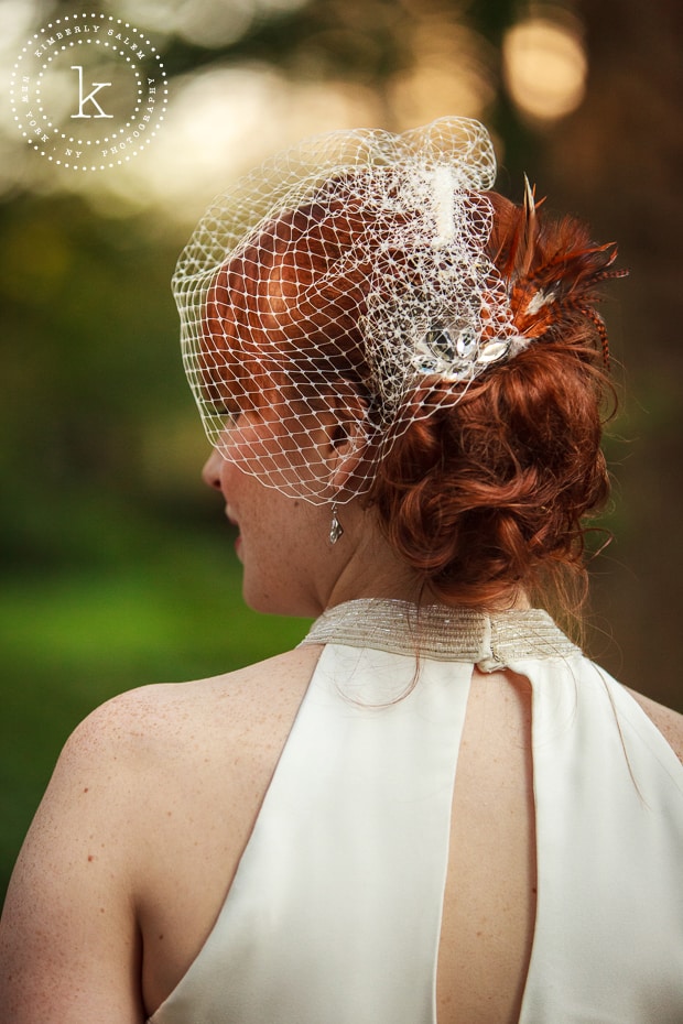 detail of bridal hairpiece