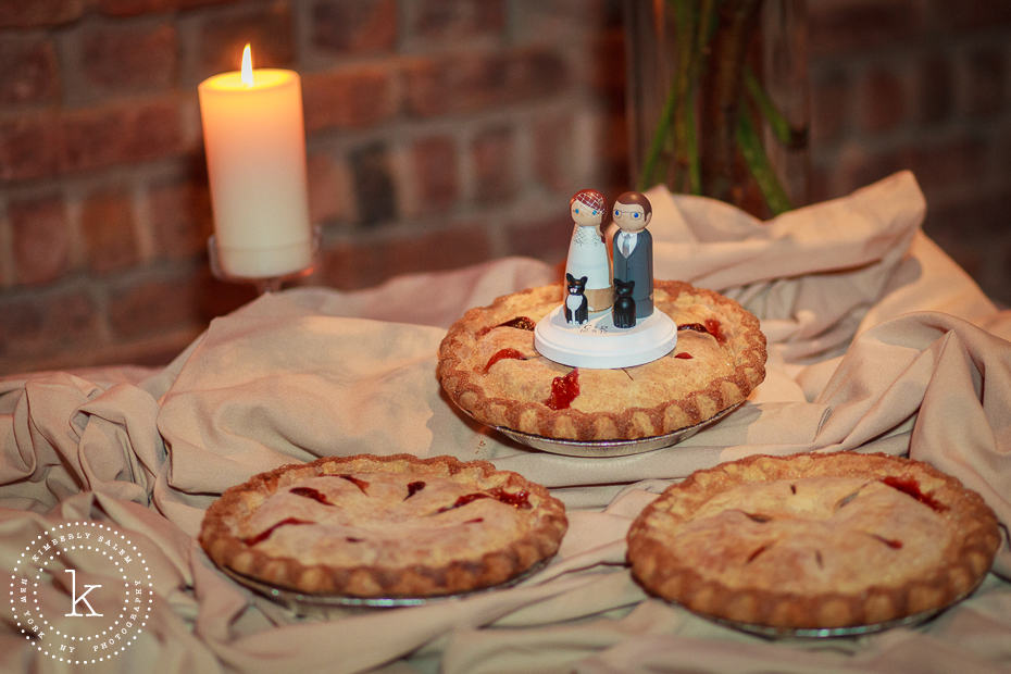 wedding pies with bride and groom topper