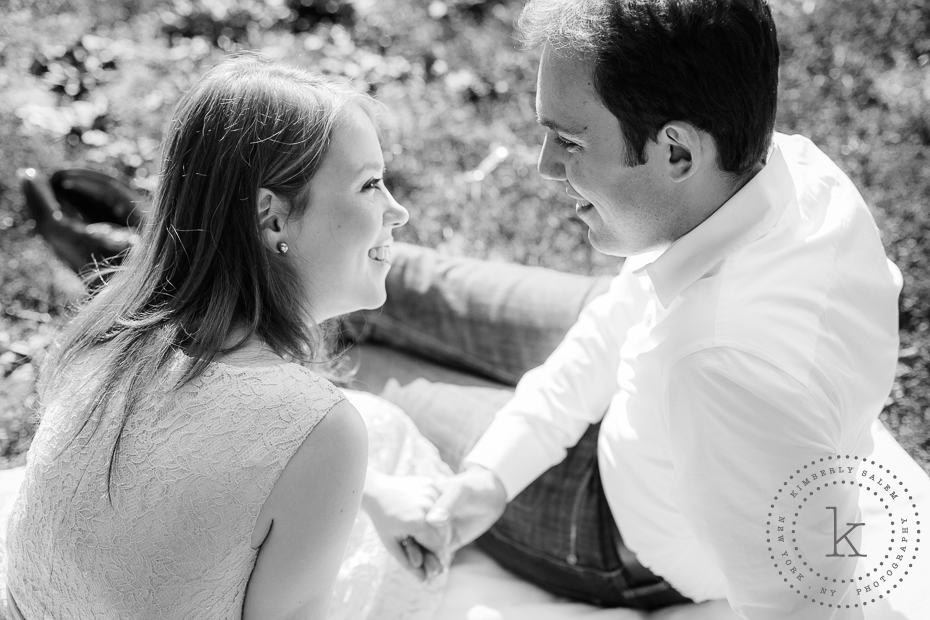 engaged couple looking happy