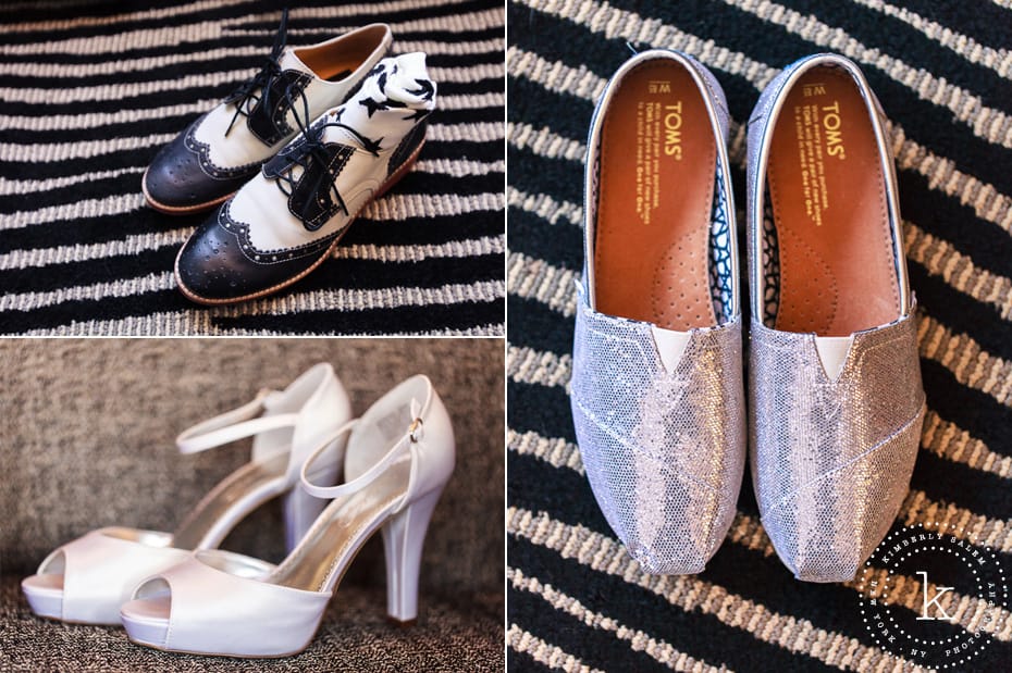 wedding shoes - oxfords, heels and sparkly Toms