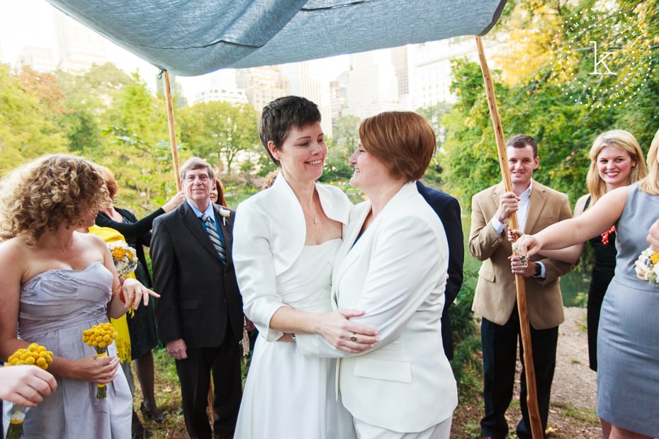 brides in central park - just married