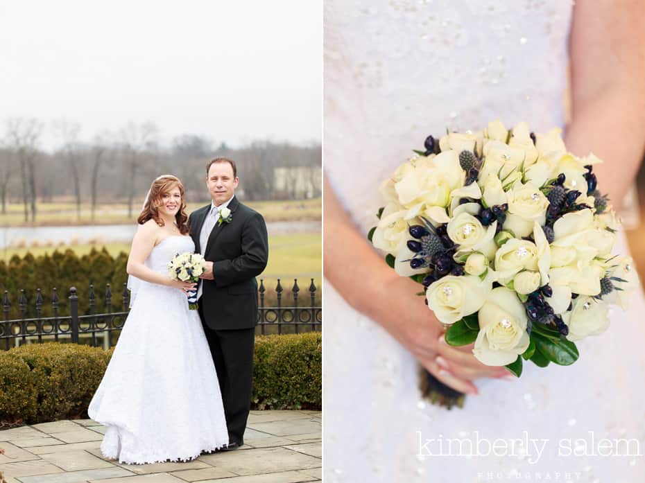 bride and groom at Park Savoy and bouquet detail