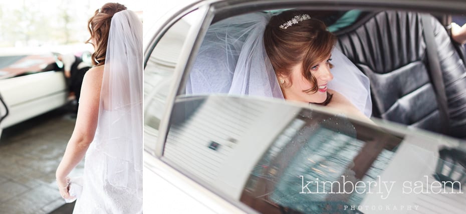 bride in limo