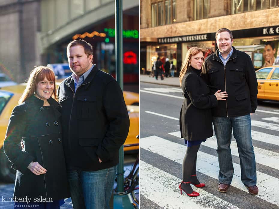 engaged couple in nyc outside of Grand Central Terminal