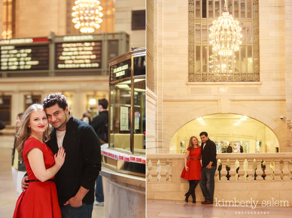 engaged couple in Grand Central Terminal NYC