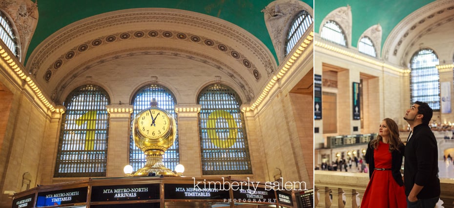 engagement shoot in Grand Central - detail of the clock