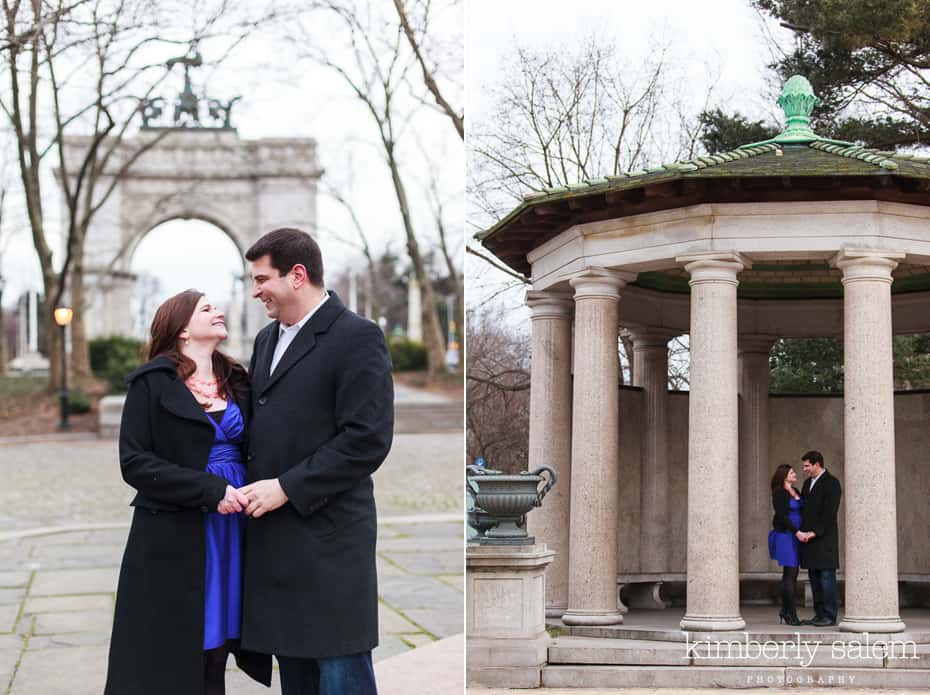 engaged couple at Grand Army Plaza