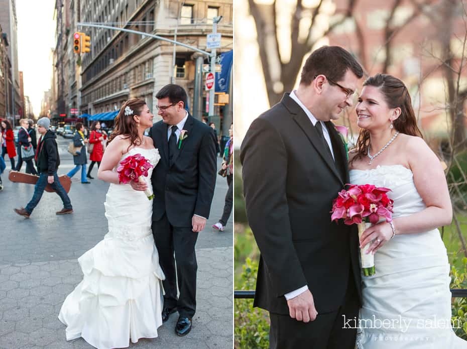 bride and groom in Union Square