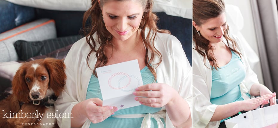 bride receiving gift from her groom