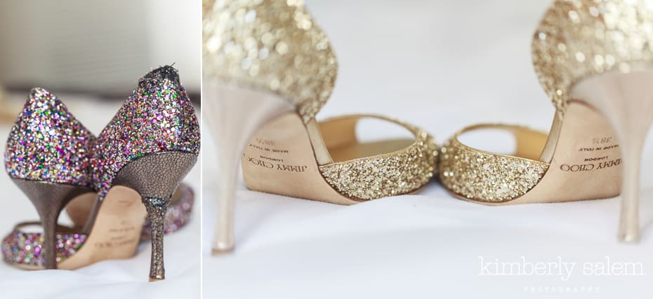 two pairs of Jimmy Choos for a bride - one chewed up by dog