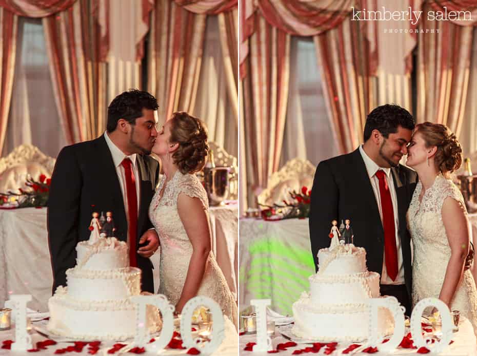 bride and groom - cake cutting