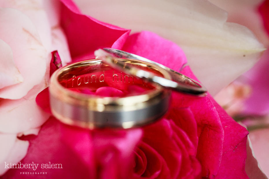 wedding rings on flowers with inscription - I found him