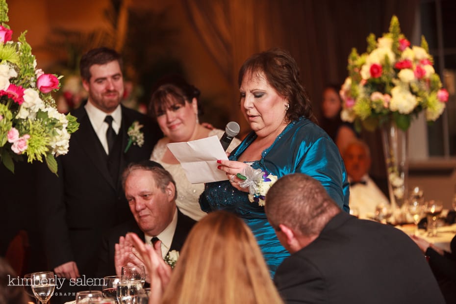 mother of the bride makes a toast