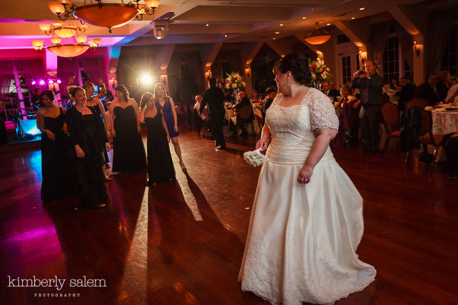 bride about to throw her bouquet