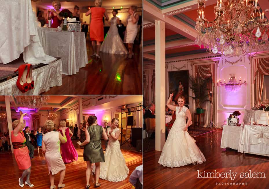 Grand Prospect Hall wedding reception - shoe detail and dancing