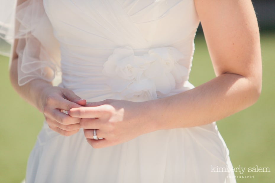 bridal gown detail - bride's hands